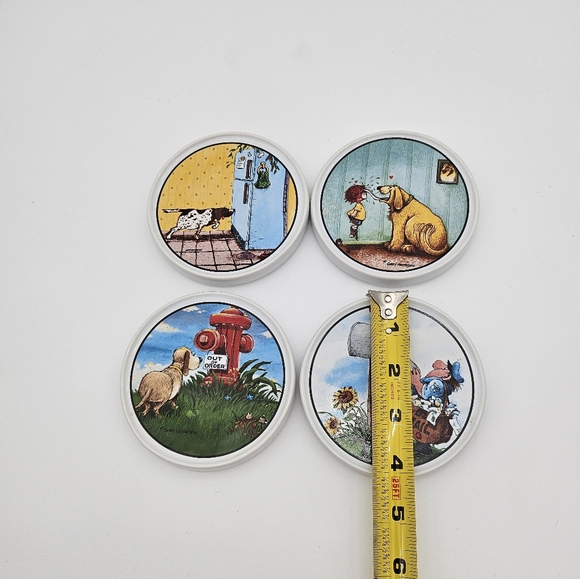 Clay Design Ceramic Coasters Gary Patterson Dog Lovers Set of 4 Rubber Bottom - Picture 2 of 8